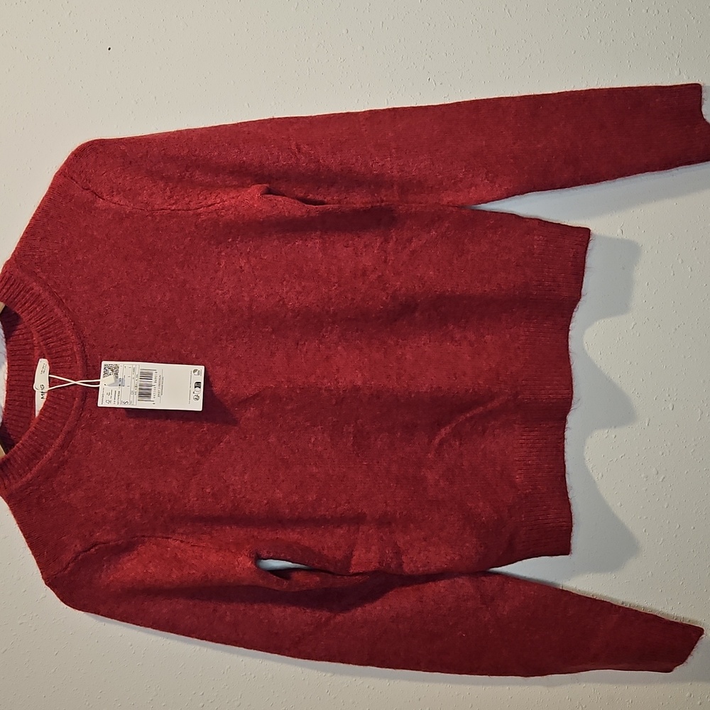 NWT MANGO Pink Jersey Crewneck Sweater Soft & Cozy Sz. S